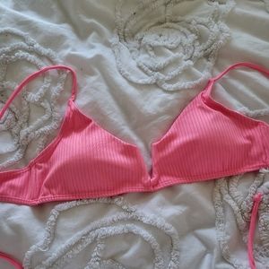 Ardene barbie pink ribbed bikini top